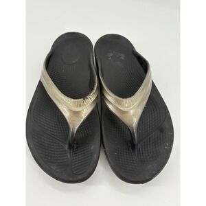 OOFOS Ooahh Luxe Metallic Champagne Bronze Recovery Flip Flops Women's US 10‎